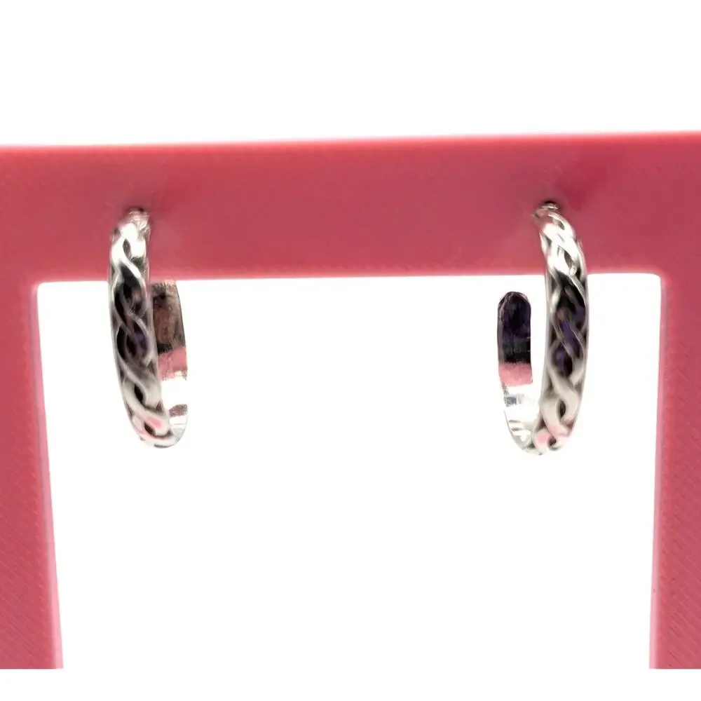 Sterling Silver 3 Pair Twisted Rope Hoop Earrings Mixed Sizes Post Back Set
